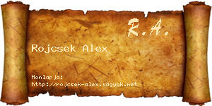 Rojcsek Alex névjegykártya